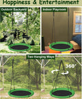 24 Inch Saucer Tree Swing Set For Kids And Adults, Adjustable Backyard Or Outdoor Playground Swing, Green And Black, 1 Pack