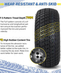 Close-up of Beefy Tubeless 16X6.50-8 Lawn Mower Tires with Turf-S pattern tread and 7mm depth for riding mowers and garden tractors.