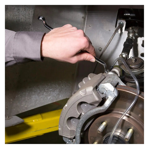 Mechanic using Dual Size Brake Bleeder Wrench for 8mm and 10mm Bleeder Screws, Heavy Duty S2 Steel, Offset Handle, No Slip Grip