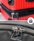 Anti Theft Zipper Pull Clips 20 Pack For Backpacks Luggage Handbags And Purses With Lobster Style Carabiner Clasps And Double Sided Zipper Locks Durable Travel Deterrents For Keys Suitcases And Bags Grab And Go Ready on red suitcase and gray backpack