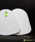 Shark Navigator LiftAway Replacement Filter Kit With 2 Foam 2 Felt 1 HEPA, showing white felt and foam filters on black background.