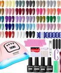 36Pcs Gel Nail Polish Kit With 32 Classic Colors And 4 Essential Addons Base Coat No Wipe Top Coat Matte Top Coat Glitter Top Coat
