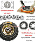 Badass Heavy Duty Pneumatic Caster Wheels With Swivel Brakes featuring a heavy-duty tire and precision ball bearings for flatbed carts.