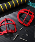 Sick Fire Sprinkler Head Guard Cover Metal Cage Protector Shell For Ceiling Mount Easy Hook Up Visual Warning Bump Buster Guard Keep Your Sprinklers Hella Secure And Looking Sharp 3.34 Inches with red metal covers and screws on a textured surface.