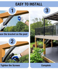 Badass Heavy Duty Angle Support Bracket Kit With Rock Solid Corner Braces for Terrace installation guide with steps on deck.