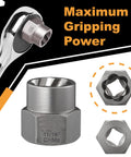 Heavy Duty Bolt Extractor Kit With Three Eighths Inch Adapter close-up showing metal lug nut remover socket design