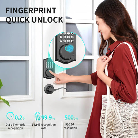 Tough As Nails Keyless Entry Door Lock With Handle Smart Fingerprint Deadbolt Keypad System No Sweat Auto Locking Straight Forward Install Fits Left Right Doors Rock Solid Security