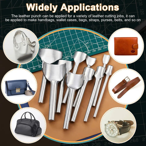 Leather Corner Punch Set In 5 Sizes 10mm 15mm 20mm 30mm 40mm Half Round Arc Shaped Edge Cutter for belts and wallets