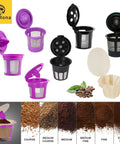 Brew Ready Refillable K Cups For Keurig With 100 Paper Filters And Lids, 2 Pack, assorted colors, coffee grounds, filter sizes