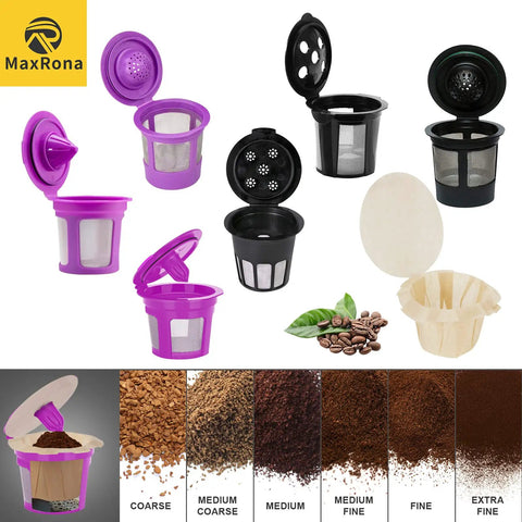 Brew Ready Refillable K Cups For Keurig With 100 Paper Filters And Lids, 2 Pack, assorted colors, coffee grounds, filter sizes