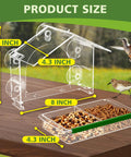 Epic Window Bird Feeder With Five Extra Strong Suction Cups For Outdoors, showing size dimensions and removable tray