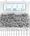 500 Piece Pop Rivets Assortment Kit With Fourteen SAE Sizes Aluminum And Steel Blind Rivets in labeled pro grade case.