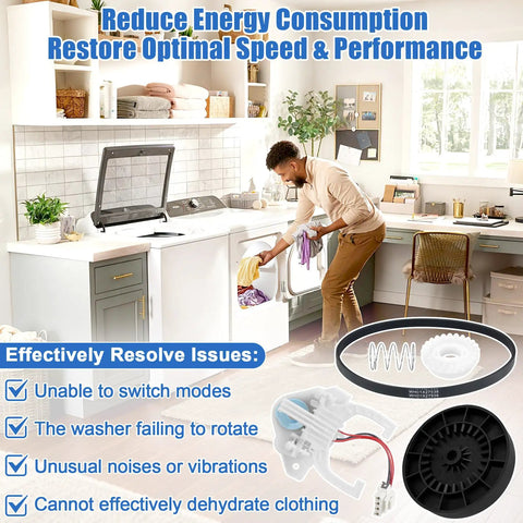 Must Have Complete Washer Repair Kit With Transmission Pulley And Nut, Shift Actuator, Drive Belt, Clutch, Clutch Spring