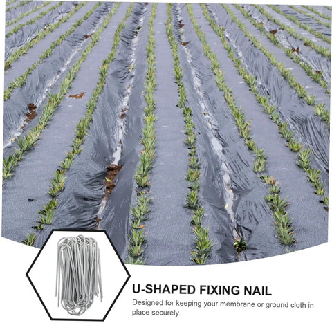 Heavy Duty Galvanized U Shaped Ground Stakes Pack Of 50 For Garden Membranes And Outdoor Fixes Durable Nails In Garden Setting