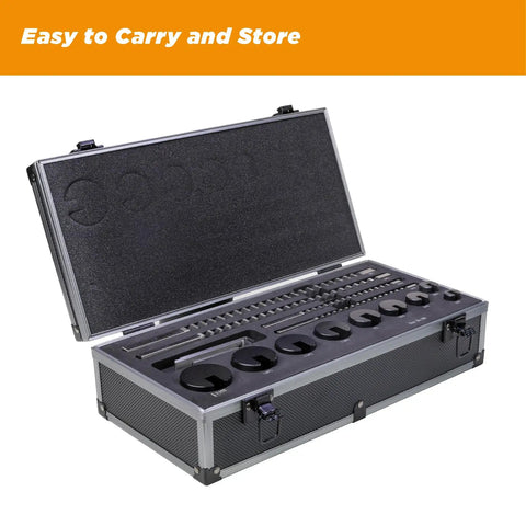 Open case displaying Keyway Broach Set 18 Piece HSS Inch Tool Kit For Precision Machining with custom slots for tools.