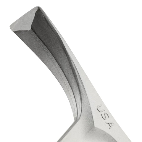 Close-up of 22 Oz Masonry Hammer with Forged Steel Construction, showing USA engraving, for bricklaying and stone work.