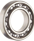6004 Deep-Groove Ball Bearing single-row open, pressed-steel cage, metric 20x42x12 mm, side view of steel bearing for high-speed use