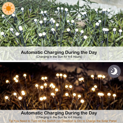 10 Pack Solar Garden Lights Outdoor Upgraded Swaying Waterproof Lights with Flexible Copper Wires, day and night display