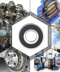 Collage highlighting R10-2RS Deep Groove Ball Bearing Set 10 Pieces Bore Five Eighths Inch Outer Diameter One And Three Eighths Inch applications.