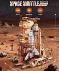 3D Space Shuttle Wooden Puzzle For Adults With Lighted Launch Pad, Dynamic Rocket Model Kit For Desktop Decoration
