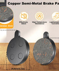 Four Pack Semi Metal Disc Brake Pads For 10 Inch Electric Scooters Replacement Brakes With Strong Grip, copper semi-metal pads with dimensions displayed.