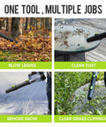 Cordless Leaf Blower 21V With 150 MPH 600 CFM High Performance Airflow used for blowing leaves and clearing dust outdoors