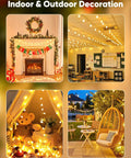 Indoor and outdoor decor with Globe String Lights 33 Feet With 100 LED Bulbs Warm White Fairy Lights Plug In 8 Modes