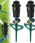 Adjustable Spray Lawn Sprinkler Set 2 Pack with Sturdy Aluminum Spike 5 Spray Patterns for Medium to Large Yards