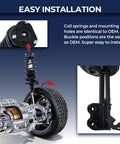 Diagram showcasing Front And Rear Complete Strut Spring Assemblies With Shock Absorbers For 1993-2002 Toyota Corolla And 1998-2002 Chevy Prizm, easy installation detail.