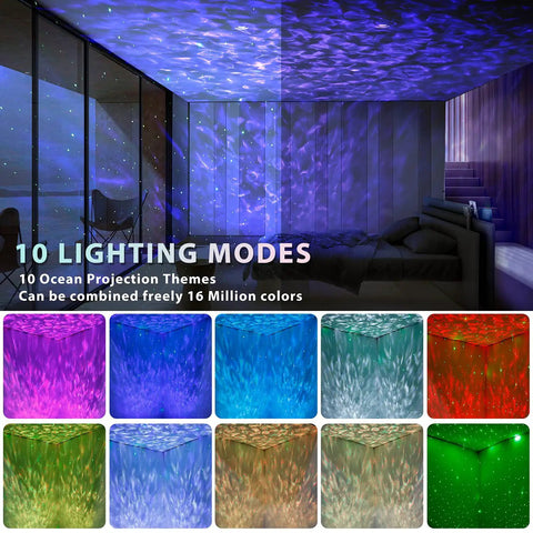 Galaxy Projector Night Light For Bedroom And Parties With Bluetooth Speaker, no app needed, 360 degree starry projection showing colors.