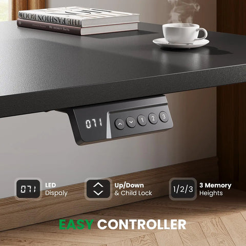 L Shaped Standing Desk With 63 By 55 Inch Corner Desk And Built In Charging Station showing memory controller close-up.