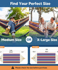 Outdoor Double Hammock Portable With Colorful Stripes Cocoon Style Comfort For Camping Medium and X-Large sizes shown