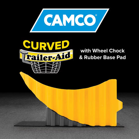 Curved Trailer Aid With Wheel Chock And Rubber Base Pad, Six And A Half Inch Lift, displayed against black background