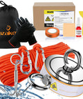 Double Sided Magnetic Fishing Kit With Beast 2600 Lb Pull, 100 ft rope, case, non slip glove, threadlocker, grappling hook, carrying bag