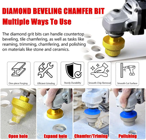 Diamond Core Drill Bit With M10 Adapter Rod Pro Grade Three Size 20mm 35mm 50mm Step Drill Kit used for beveling and chamfering
