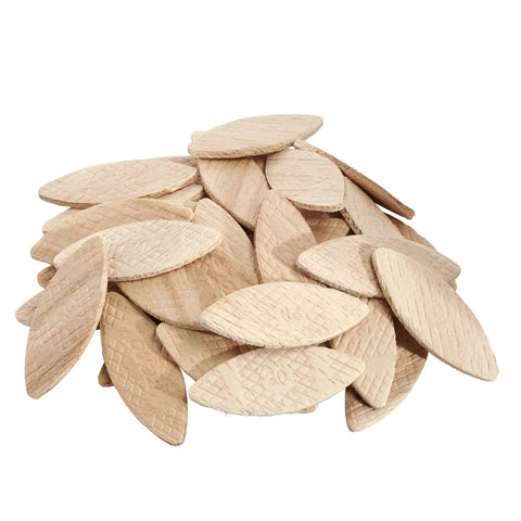 Beechwood No 20 Joining Biscuits For Woodworking 1000 Bulk Pack piled randomly showing texture and thickness