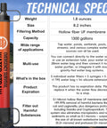 Ultra Light Straw Water Filter 5 Pack for Camping, Hiking, and Travel Personal Filter Straws showing product specs