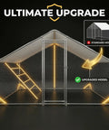 Ultimate upgrade of Large Metal Chicken Run Walk-In Coop 9.8 Ft Long By 6.5 Ft Wide By 6.5 Ft High For 15-20 Hens with new stability braces