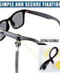 Glasses Strap For Men And Women Non Slip Clip Eyeglass Holder Around Neck Retainer Cord shown with secure loop on sunglasses.