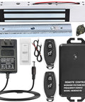 600Lbs Magnetic Door Lock Kit With Remote Control For Your Home Security, including 12V adapter, exit button, remotes.