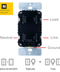 Daysmart 7 Day Digital In-Wall Timer With Sunrise Sunset, Presets And Countdown, Programmable Light Switch back wiring view