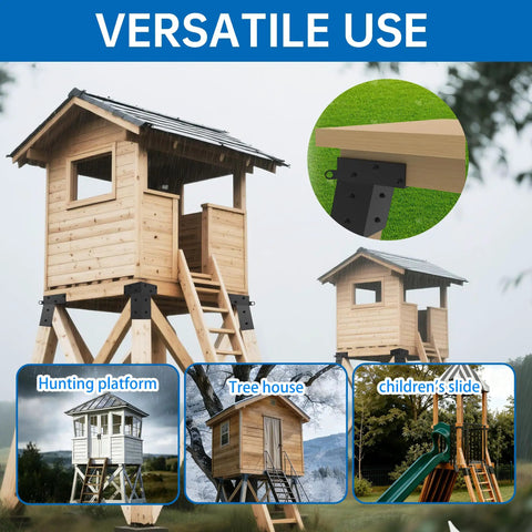 Heavy-Duty 4x4 Deer Stand Brackets for Secure Platform Supports with Powder Coated Finish Ideal for Hunting Blinds Shooting Shacks Observation Decks and Tree Houses