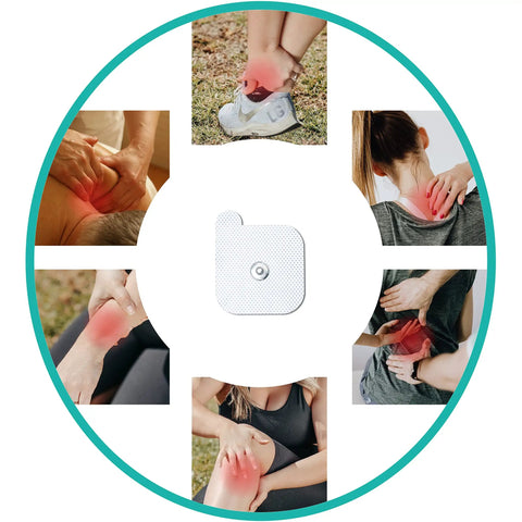 Universal Replacement Pads For Tens Units 40 Adhesive Electrodes Reusable 2 By 2 Inch Snap On 3.5 Mm Connectors Compatible With Most Muscle Stimulators Easy Stick Long Lasting Comfort white 2x2 inch TENS electrode pad