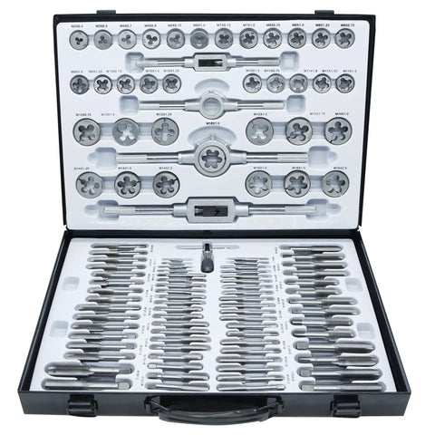 110 Piece Tap And Die Set For Threads M2 To M18 With Pro Grade Adjustable Handles Hardened Alloy Steel Full Accessories And Storage Case