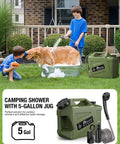 Portable Camping Shower With 5-Gallon Food Grade Water Jug, Rechargeable Battery, Electric Outdoor Shower Pump for pet bath