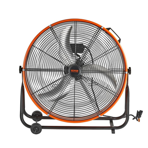 Drum Fan 24 Inch High Velocity Floor Fan 8700 CFM Heavy Duty Industrial Ventilation With 3 Speed Settings 360 Degree Tilting