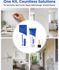 Fast Dry Wall Patch Kit With Scraper For Holes And Cracks White Wall Repair Paste Waterproof Heavy Duty Mending Paste Quick Dry DIY Home Fix, image showing wall repairs and product kit components.