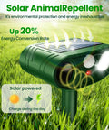 Solar Ultrasonic Animal Repellent With Motion Sensor And LED Flashlight, Waterproof Outdoor Pest Deterrent For Your Yard, It Keeps Squirrels, Raccoons, Deer, Cats And Dogs Away, Motion Activated Solar Powered Guard in grass