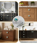 Top Tier Four Pack Of Fresh Vintage Nautical Sea Turtle Crystal Glass Round Cabinet Knobs shown on various furniture styles.