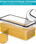 Airtight Food Storage Containers With Lids 4 Pack 3.2L Plastic Spaghetti Canisters showing sealed lid and contents